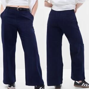 GAP Mid-Rise Loose Straight Leg Khakis In Navy Uniform Size 10 Preppy Office